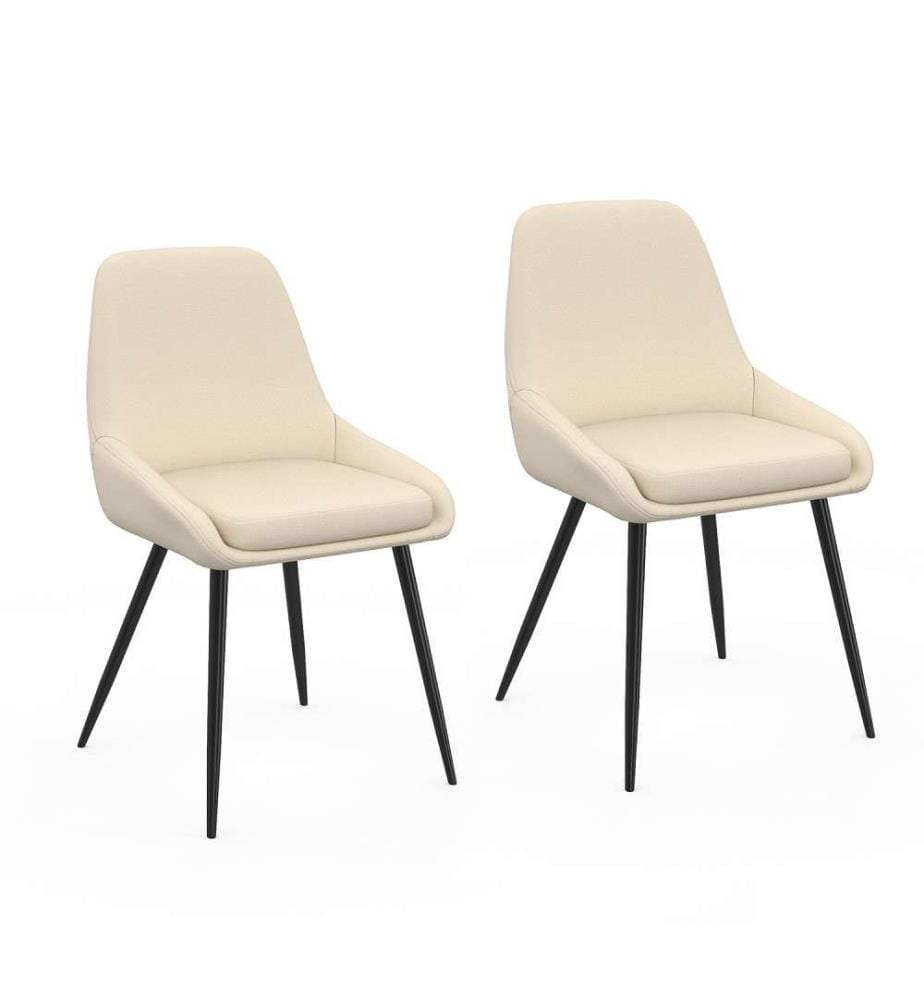 Set aus 2 Stühlen Ornella mit beiger Stoffsitzfläche und Metallbeinen - Beige, Schwarz