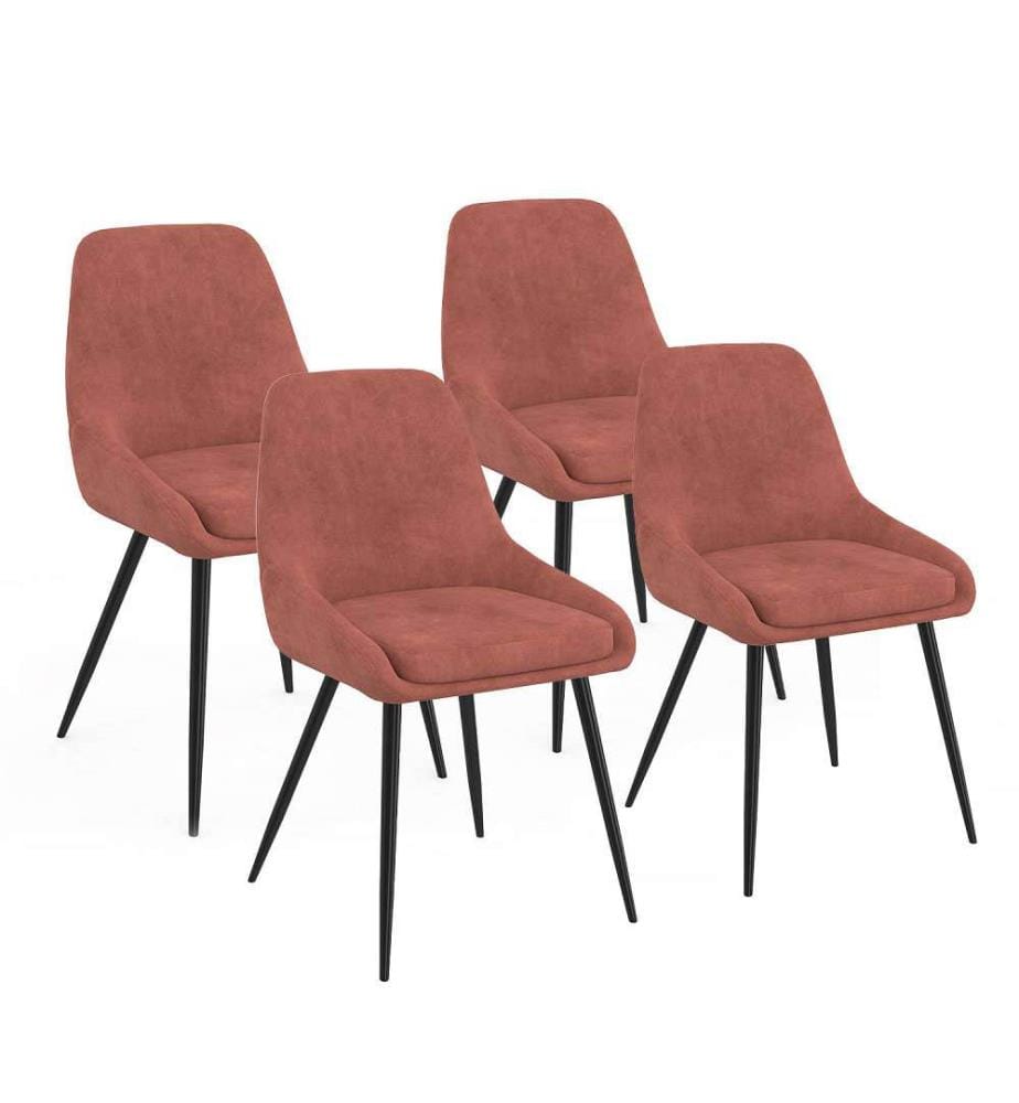 Set di 4 sedie Olivia, seduta in terracotta, gambe in metallo - Terracotta