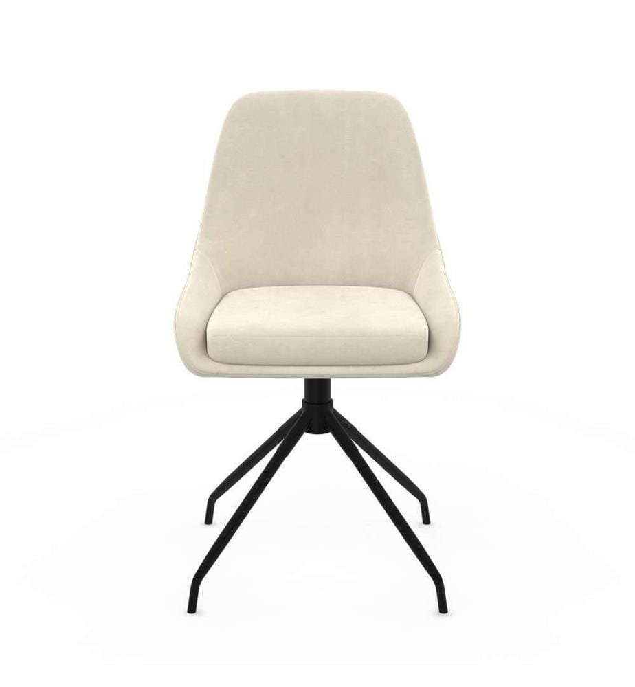 Lot de 4 Chaises Olivia assise pivotante crème pieds métal - Crème