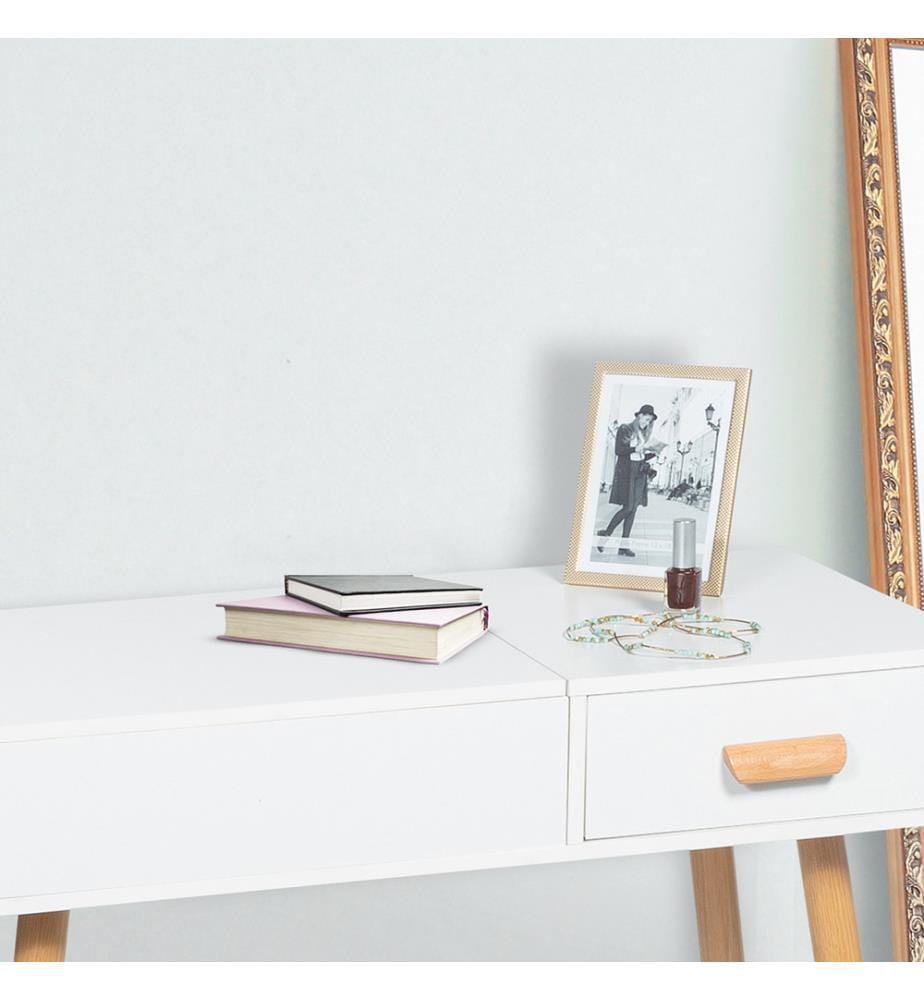 Coiffeuse Serena 80x39x75cm - Blanc et Brun Clair