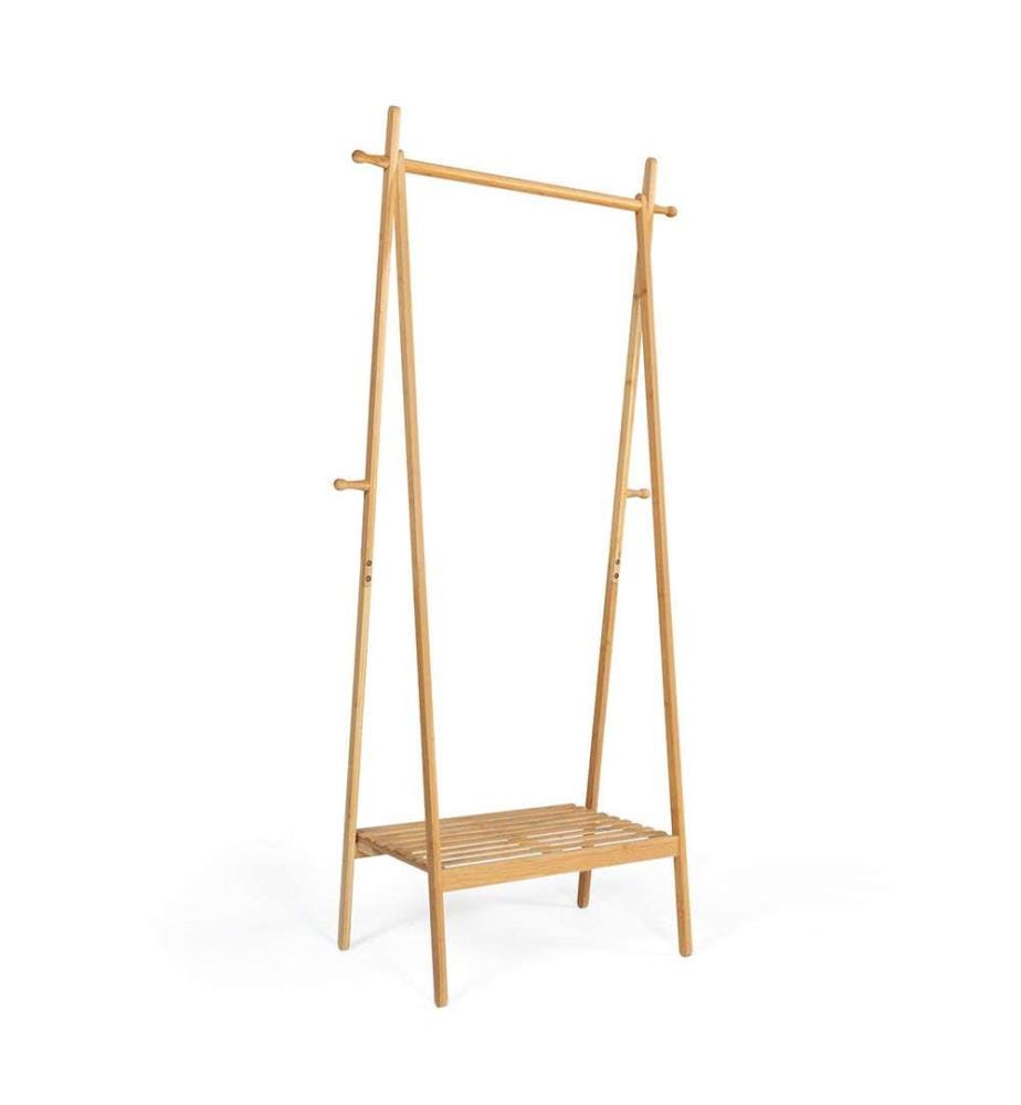 Portant Pliable à Vêtements Maya en Bambou - Brun Clair