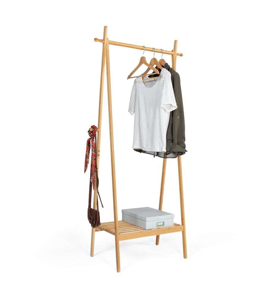 Portant Pliable à Vêtements Maya en Bambou - Brun Clair
