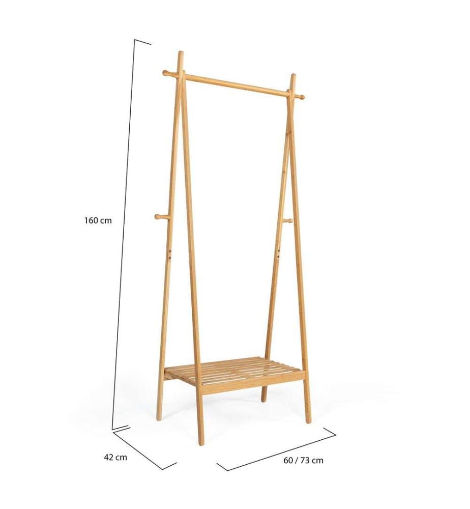 Portant Pliable à Vêtements Maya en Bambou - Brun Clair