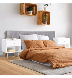 2er-Set Nachttische auf Beinen 1 Schublade Emmie 40 x 34 x 50 cm - Weiss