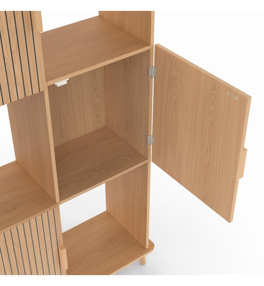 Bücherregal Faustine 6 Nischen Latteneffekt 143cm - Braun