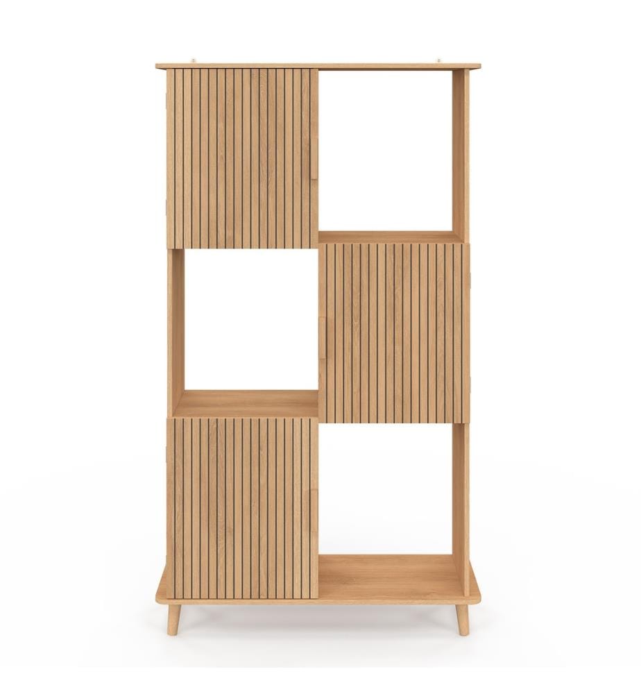 Bücherregal Faustine 6 Nischen Latteneffekt 143cm - Braun