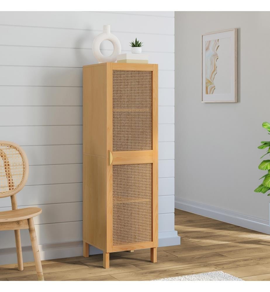 Armoire Eve 1 porte cannage H120cm - Brun