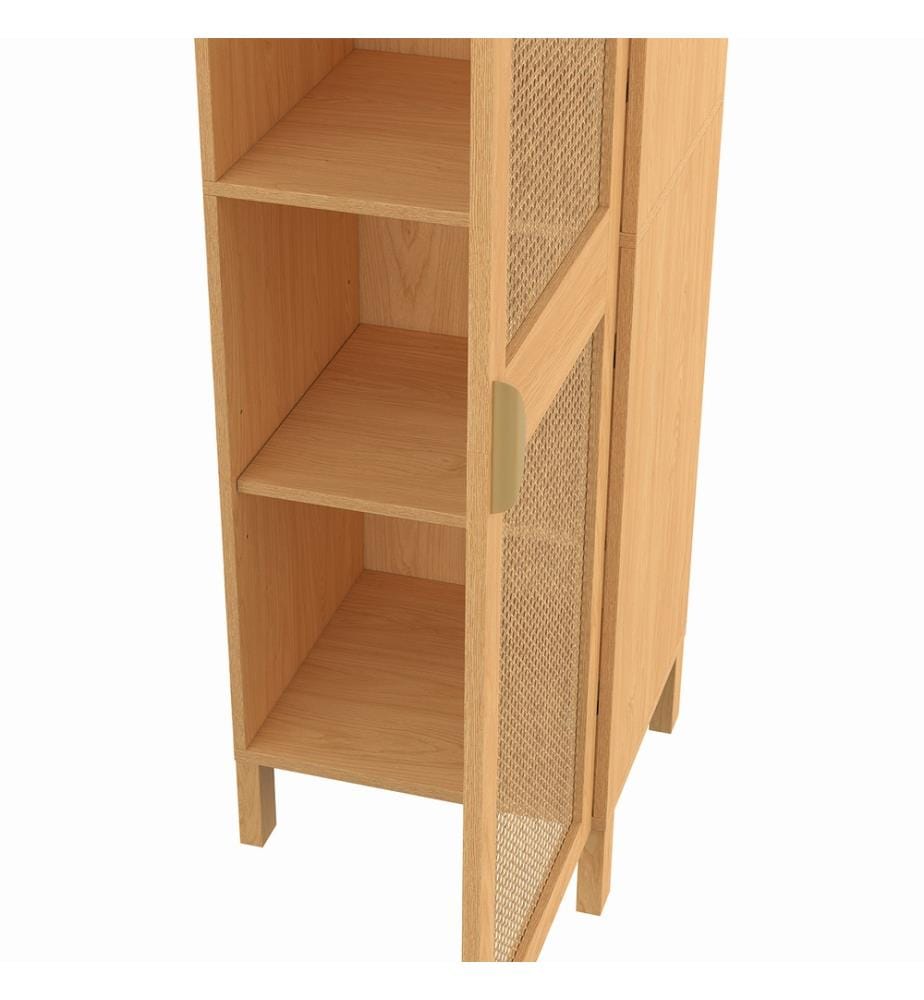 Armoire Eve 1 porte cannage H120cm - Brun