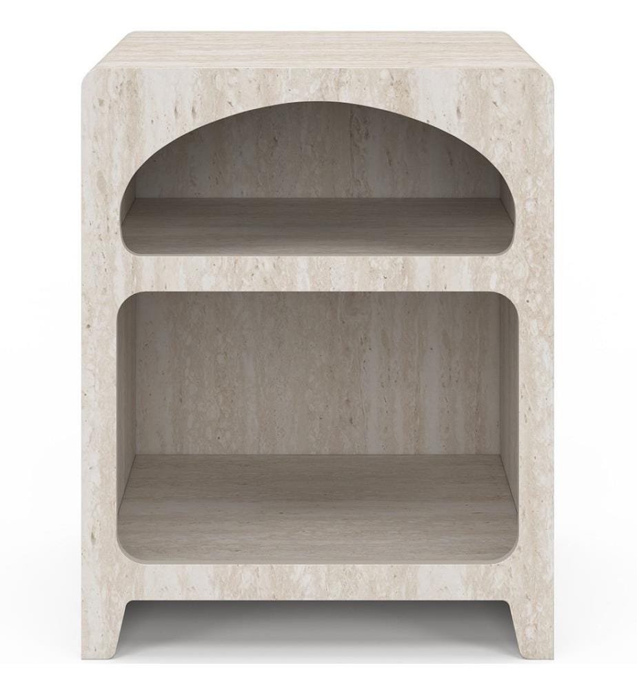 Lot de 2 tables de chevet Alyana - Effet travertin