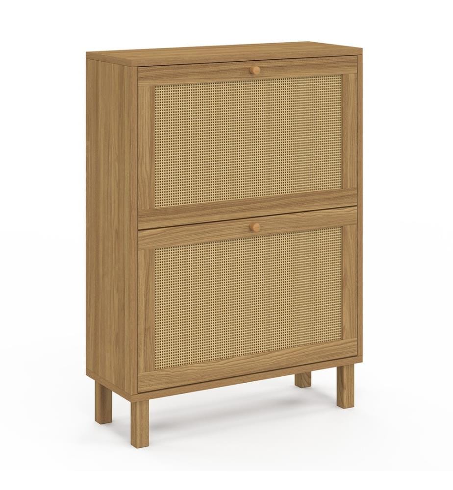Erin 2-door cane shoe cabinet - 12 pairs