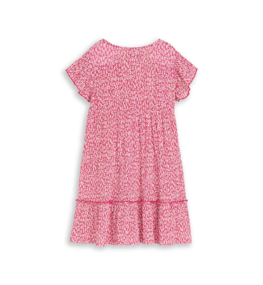 Kurzes Kleid mit Rüschen - Druck mit kleinen rosa Blumen