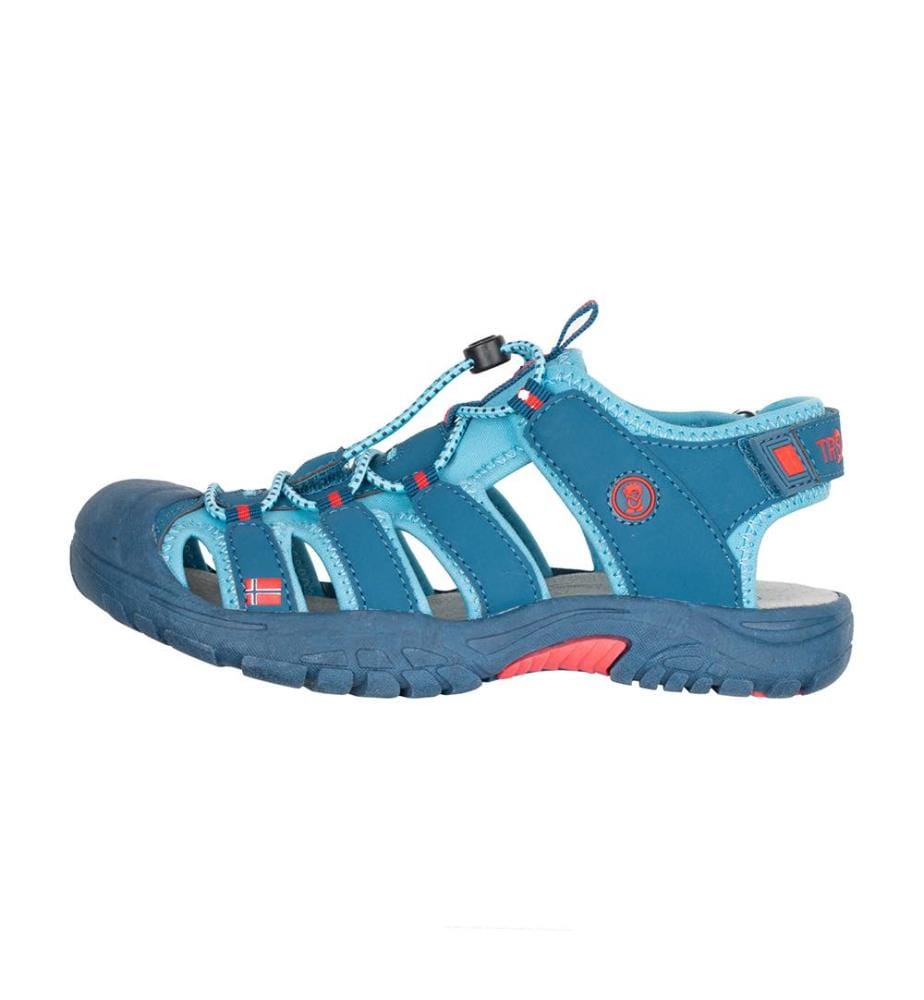 Sandales Kvalvika pour Enfant - Bleu dauphin et rouge épicé