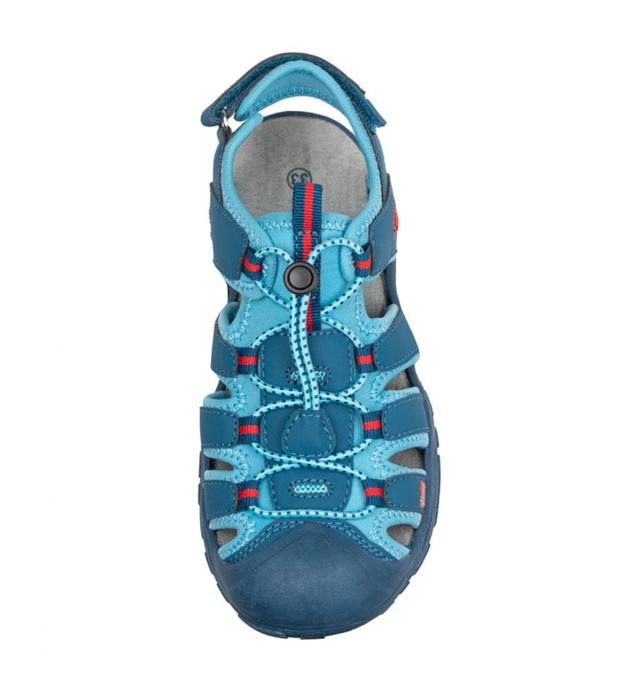 Sandales Kvalvika pour Enfant - Bleu dauphin et rouge épicé