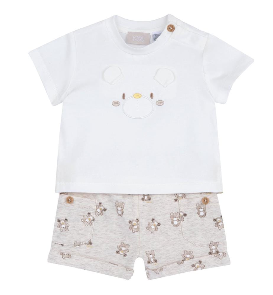 Ensemble t-shirts et shorts - Blanc et Beige