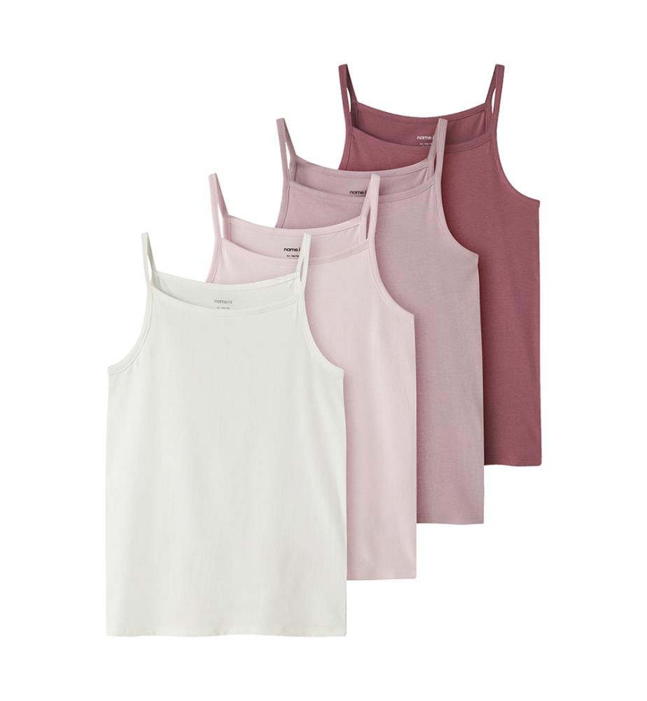 Lot de 4 Débardeurs - Rose wine avec lilas souvenir, blanc cloud dancer et rose peekaboo