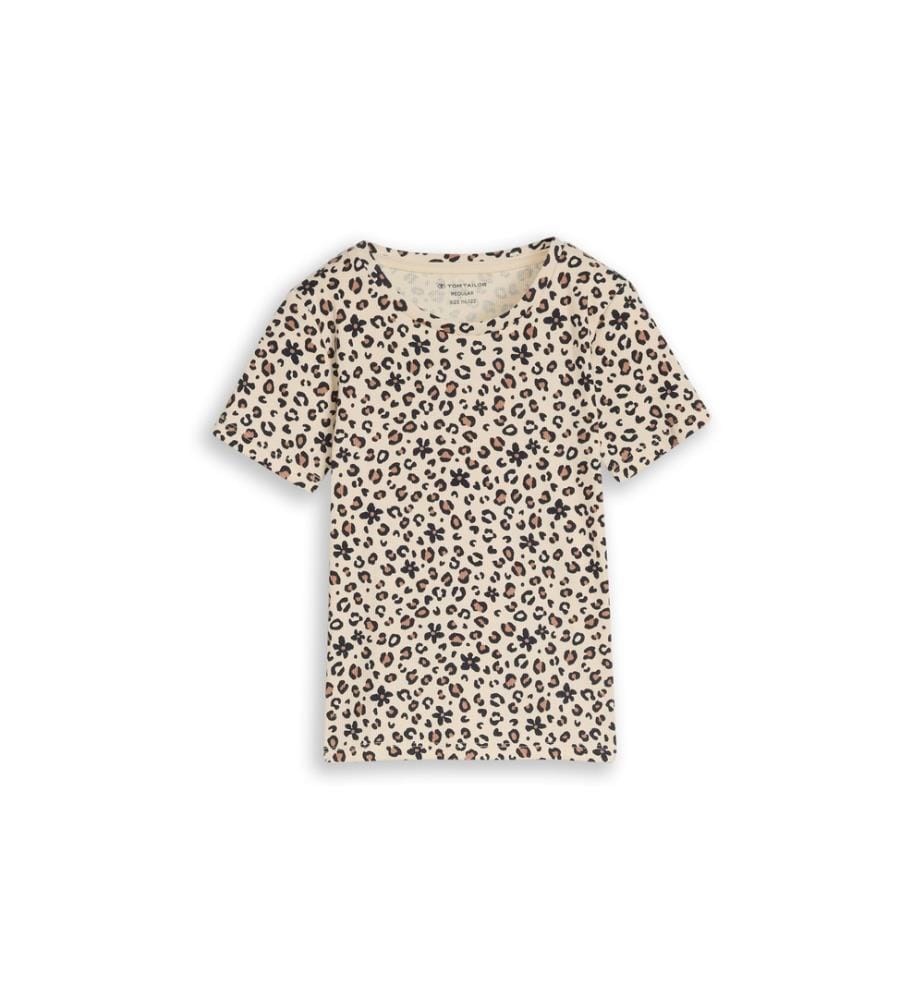 T-Shirt Côtes Imprimé Intégral - Blanc