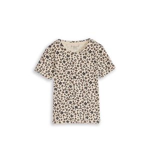 Rippen T-Shirt mit Volldruck - Weiss