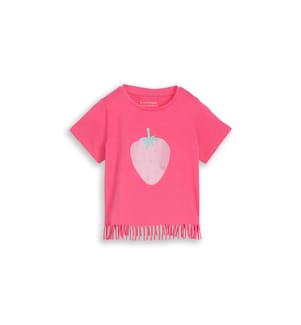 T-Shirt mit Fransen - Knallpink
