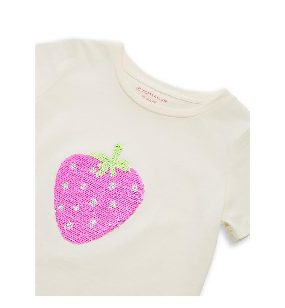 T-shirt à sequins réversibles - Blanc cassé