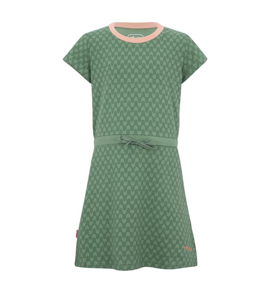 Girls Noresund Dress - Leaf Green and Dahlia