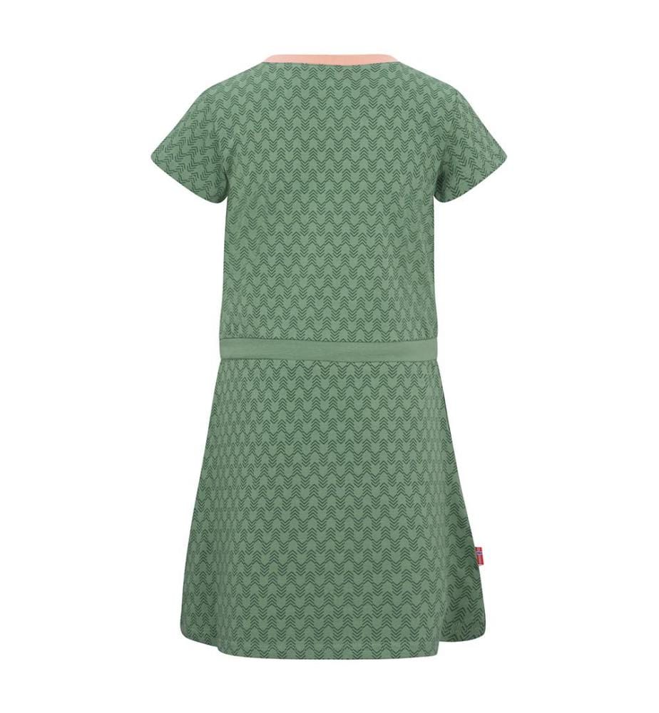 Girls Noresund Dress - Leaf Green and Dahlia