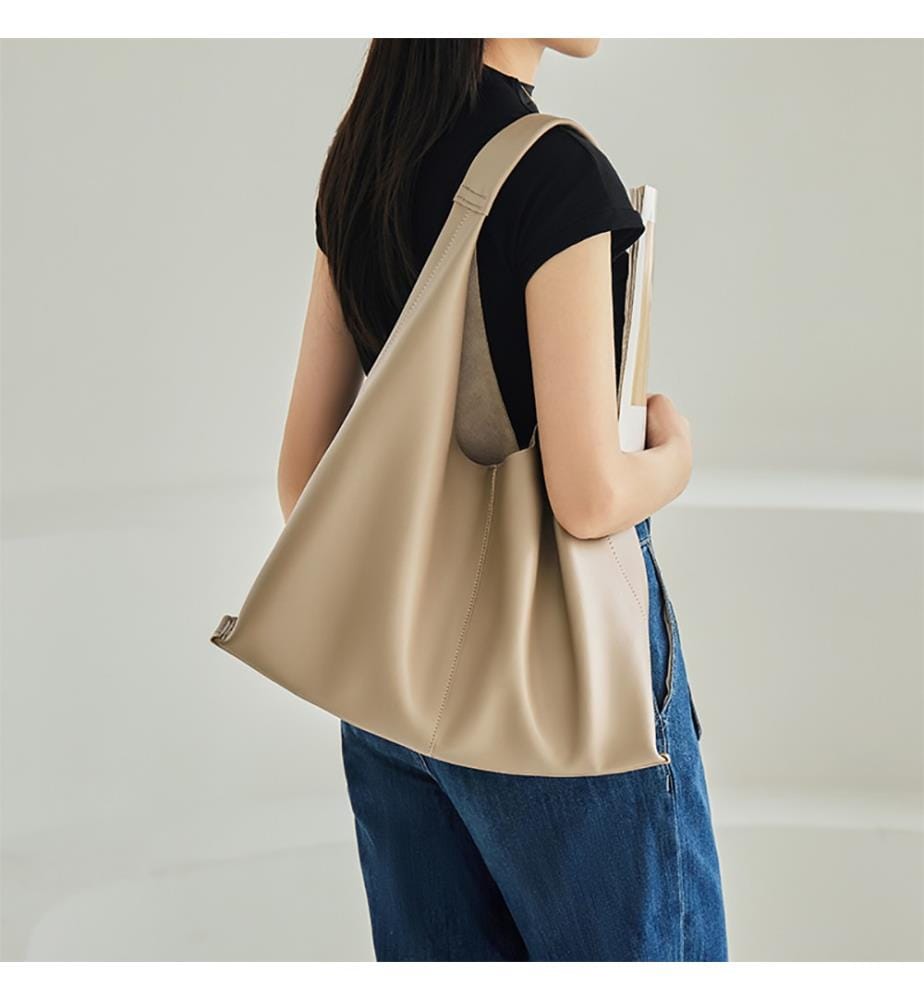 Borsa Tote oversize in pelle morbida - Taupe