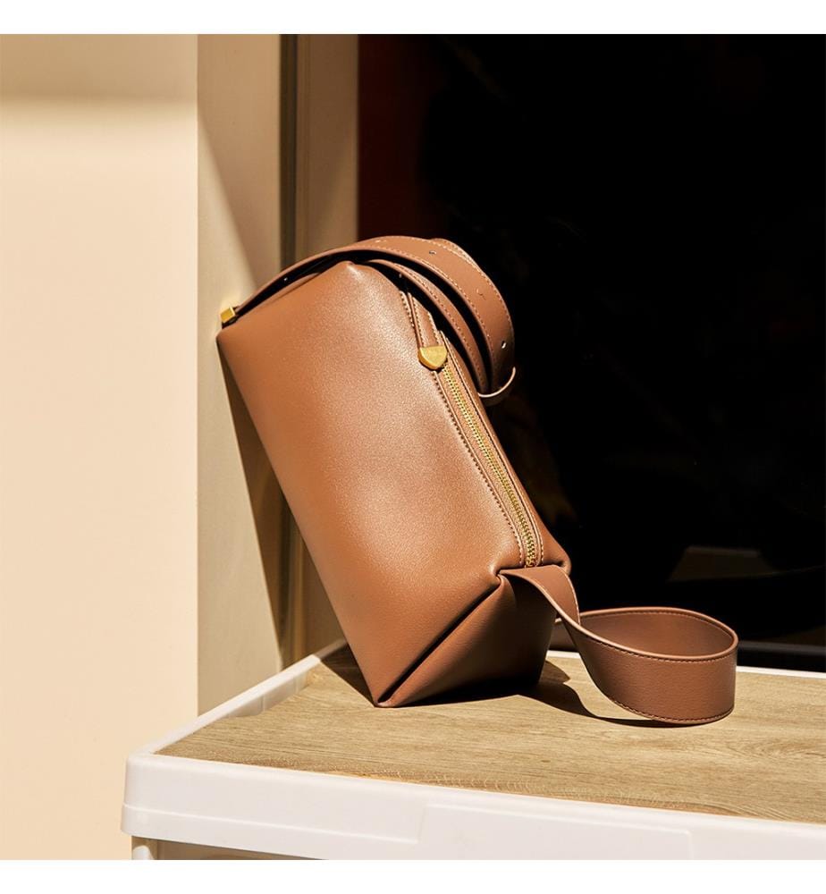Sac à Bandoulière Baguette en Cuir - Marron