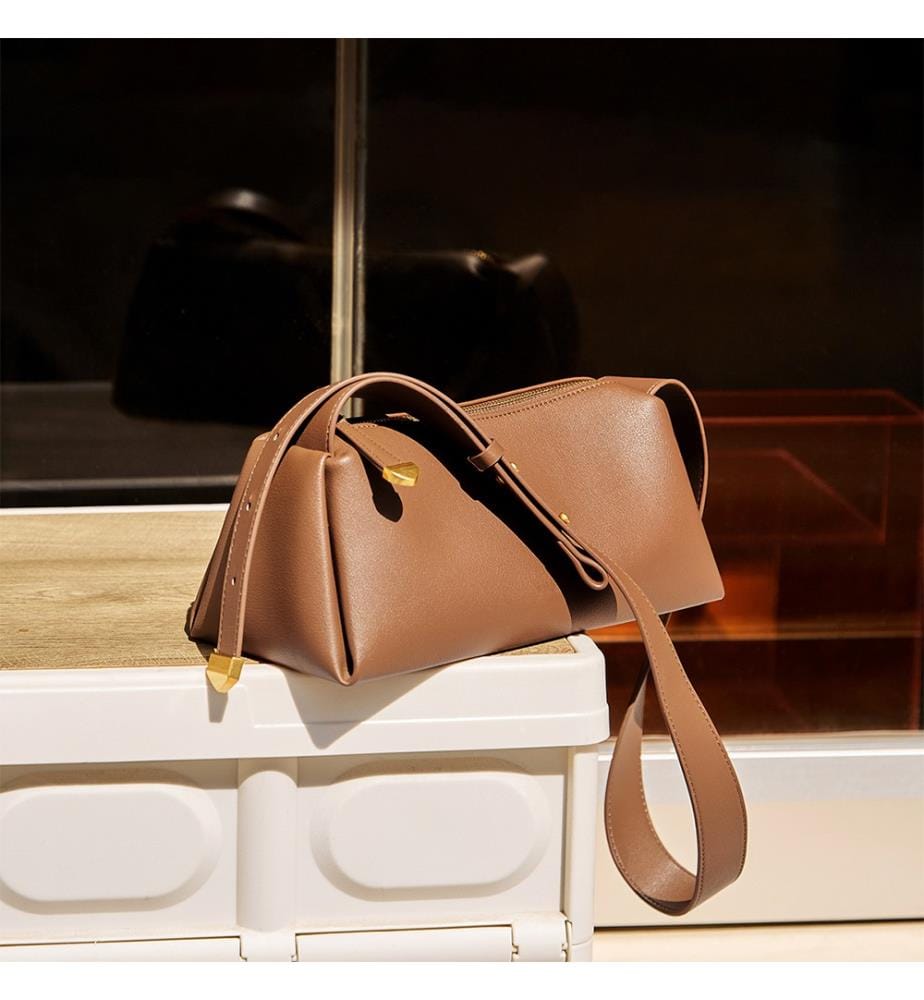 Sac à Bandoulière Baguette en Cuir - Marron