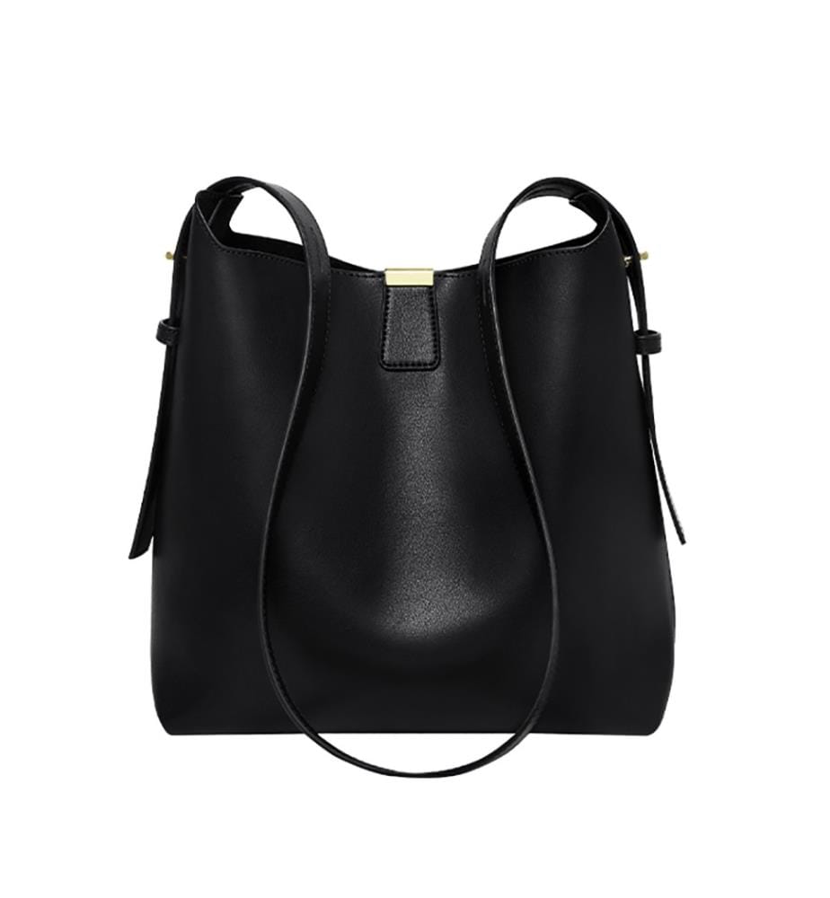 Tasche Eimer Mini aus Leder - Schwarz