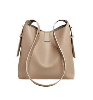 Tasche Eimer Mini aus Leder - Taupe