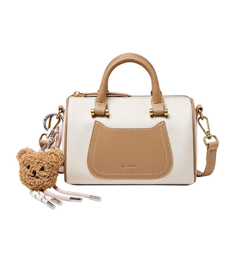 Arcadia Mini Duffle Leder Schultertasche - Apricot