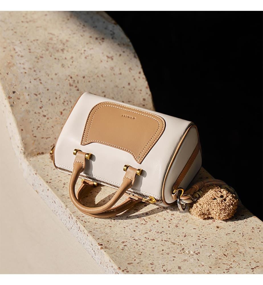 Arcadia Mini Duffle Leder Schultertasche - Apricot