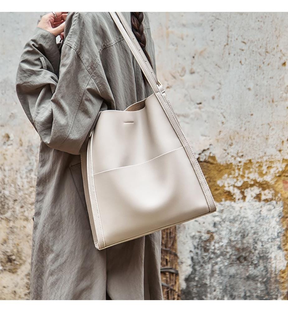 Mini Tote Bag aus weichem Leder - Ivory