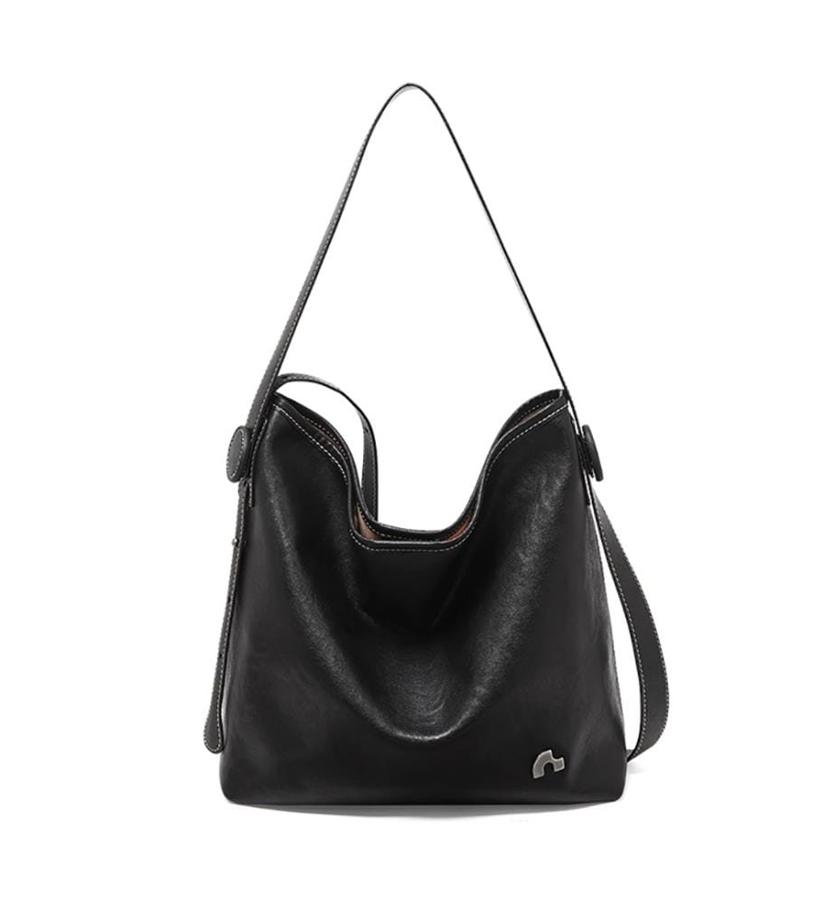 Vintage-Ledertasche - Schwarz