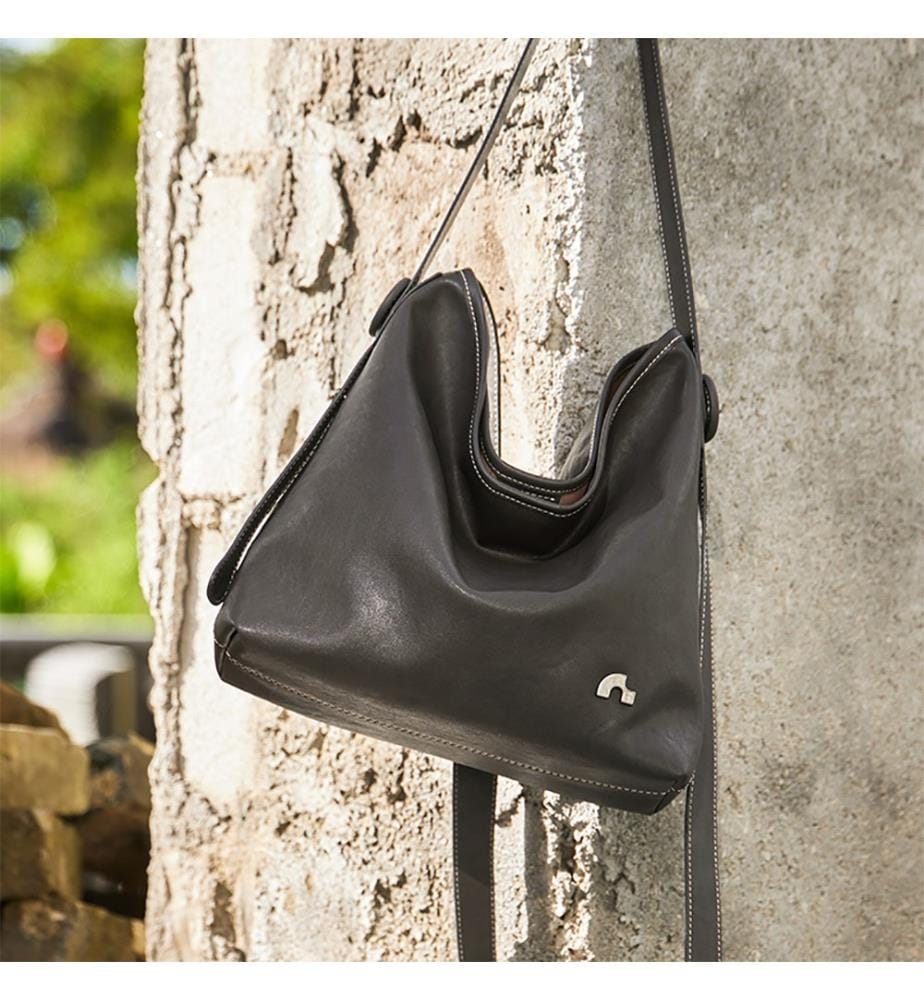 Vintage-Ledertasche - Fusain