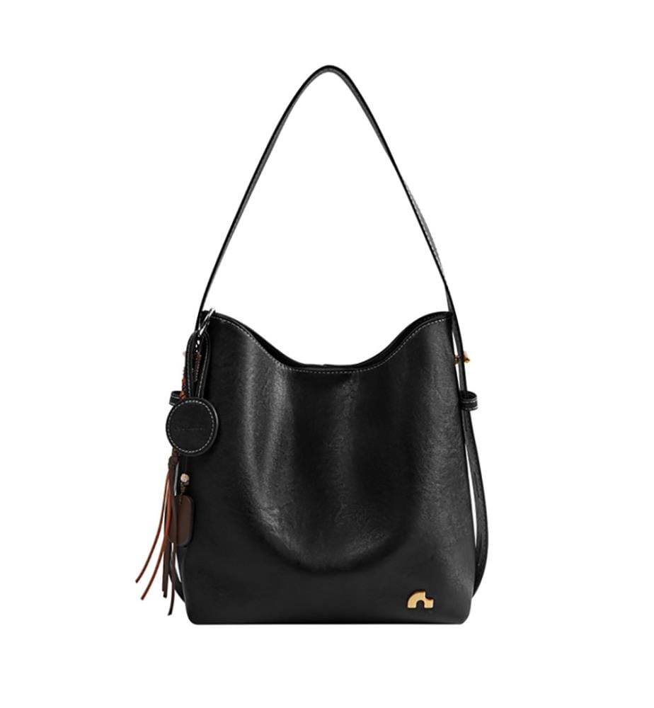 Sac Fourre-Tout Vintage en Cuir - Noir