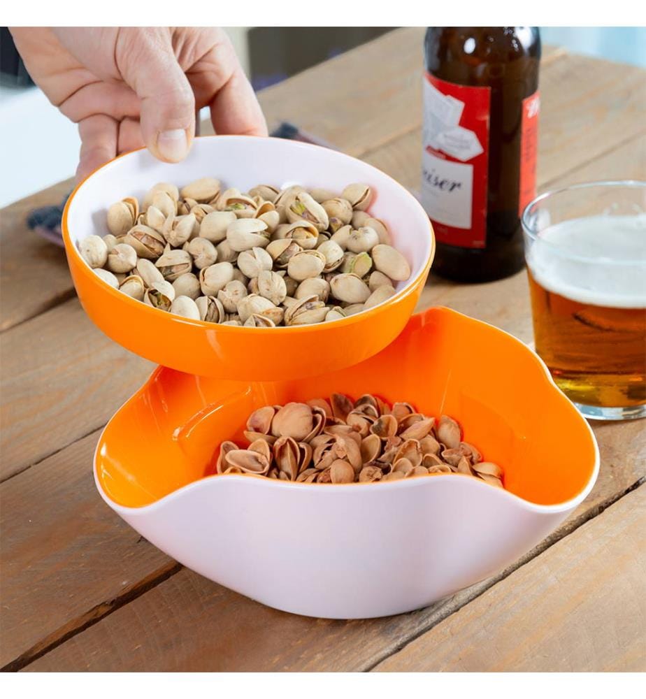 Ciotola per snack 2 in 1 2 pezzi - Arancione e bianco