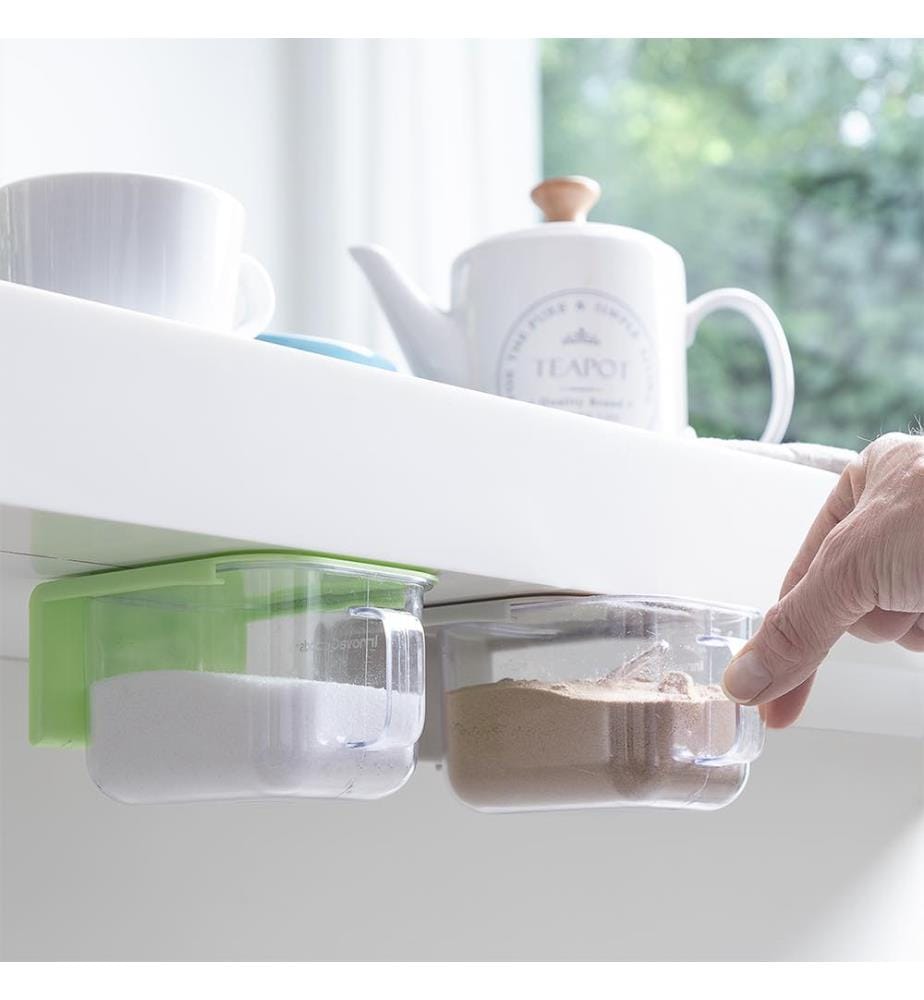 Handstore selbstklebende abnehmbare Küchenbehälter 2er-Pack - Grün und Grau