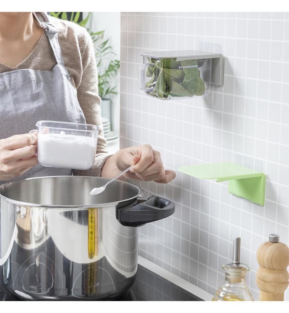Handstore selbstklebende abnehmbare Küchenbehälter 2er-Pack - Grün und Grau