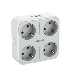 4-fach-Steckdosenleiste mit Schalter Tessan TS-302-DE-C - Grau