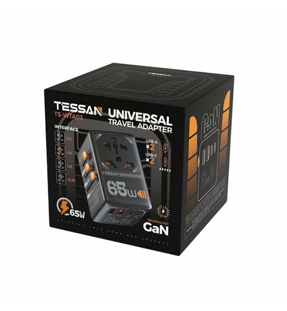 Universelles Reise-Netzteil TS-WTA03 7,7 × 5,35 × 5,5 cm - Schwarz