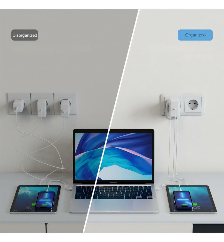 Wandsteckdose mit 2 USB-Anschlüssen TS-611-DE - Weiss