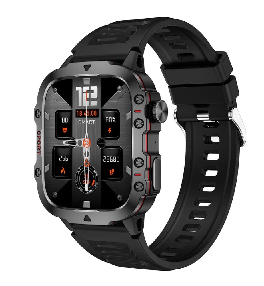 Smartwatch Nasa Sport Large Screen High-Definition Resolution with Silicone Strap - Black