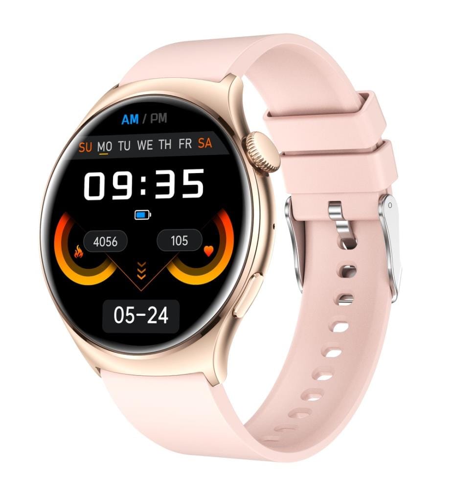 Montre connectée AMOLED Edition Amnésia - Bracelet Silicone Rose Gold