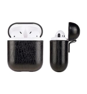 Kunstlederhülle für Apple Airpods - Schwarz