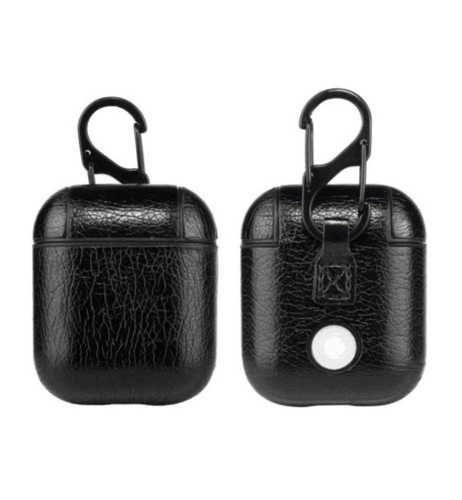 Kunstlederhülle für Apple Airpods - Schwarz
