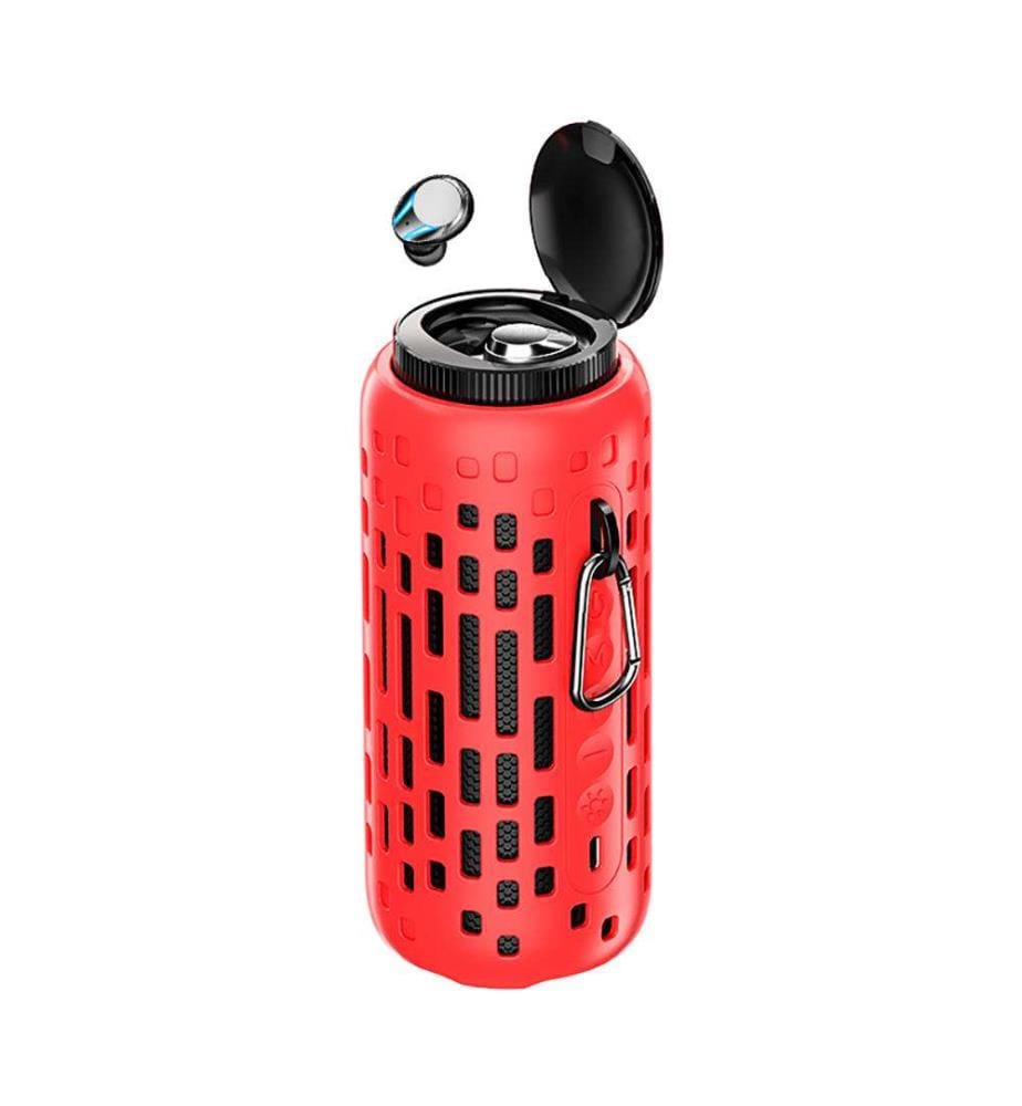 2in1 Bluetooth-Lautsprecher TWS 15W Leuchtend mit Kopfhörern Edition MixParty - Rot