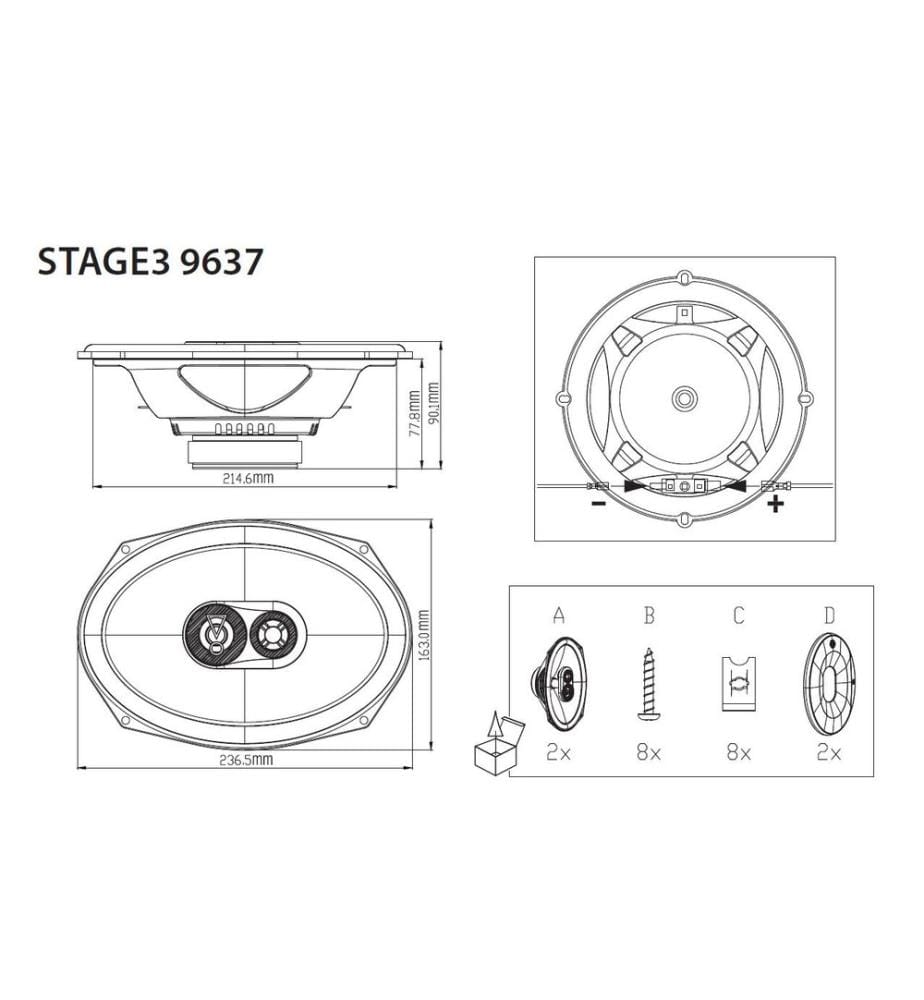 JBL Haut-parleurs 3 voies Stage3 9637, 6' x 9' (15.2 x 23 cm)