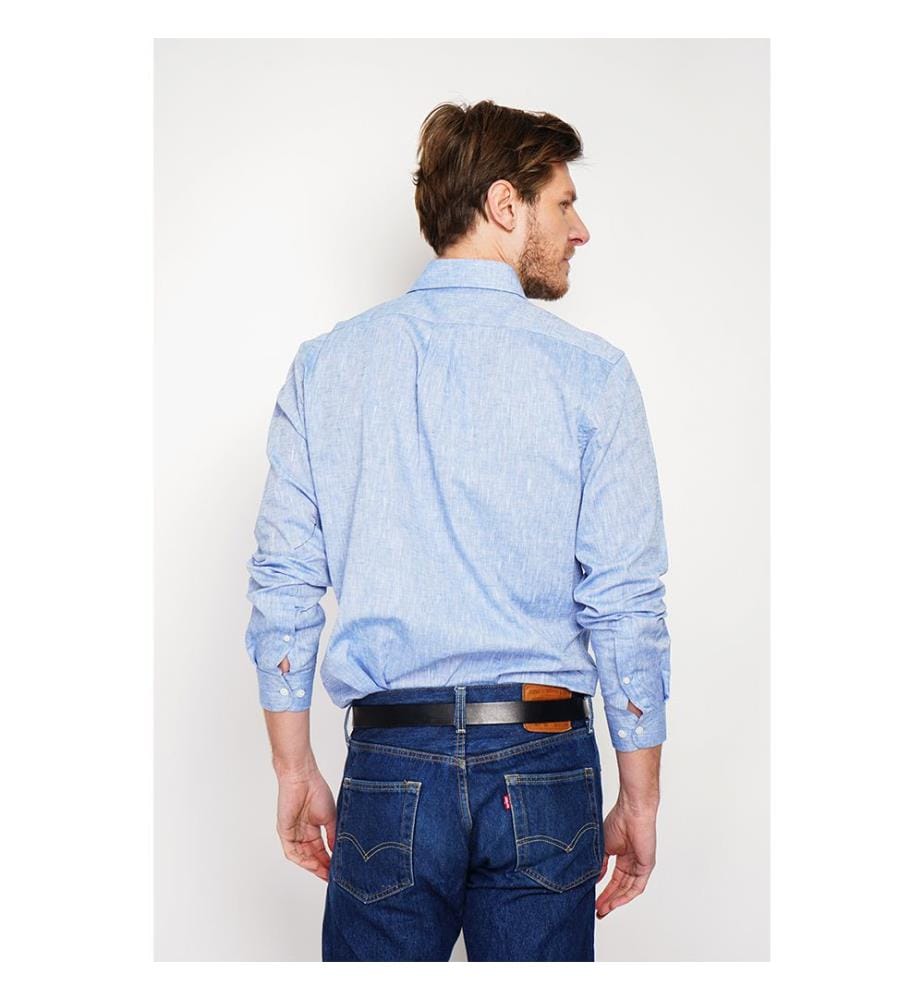 Hemd mit geradem Schnitt, klassischem Kragen und abgerundeter Manschette - Blue Jeans