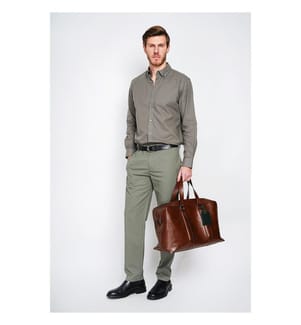 Hemd mit geradem Schnitt, klassischem Kragen und abgerundeter Manschette - Khaki